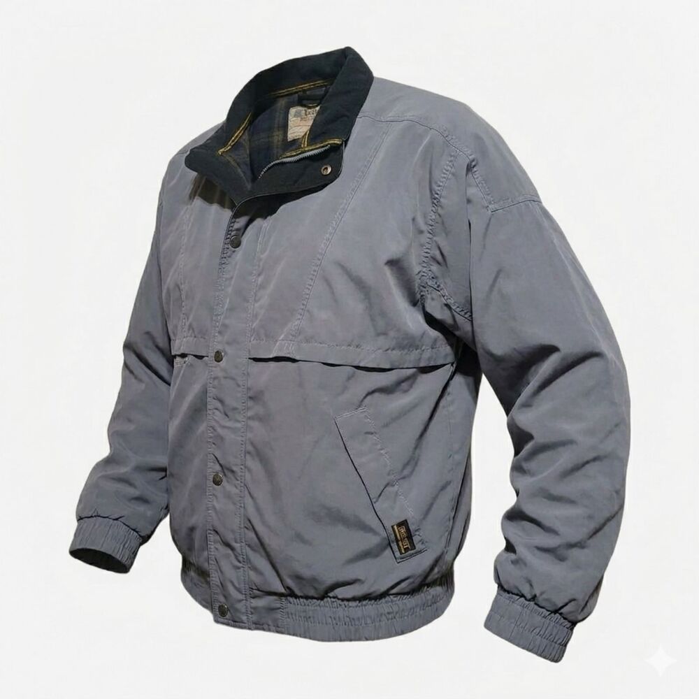 Vintage Tourney Gor-Tex Men’s LARGE Light Gray Front Zip Snap Waterproof Jacket